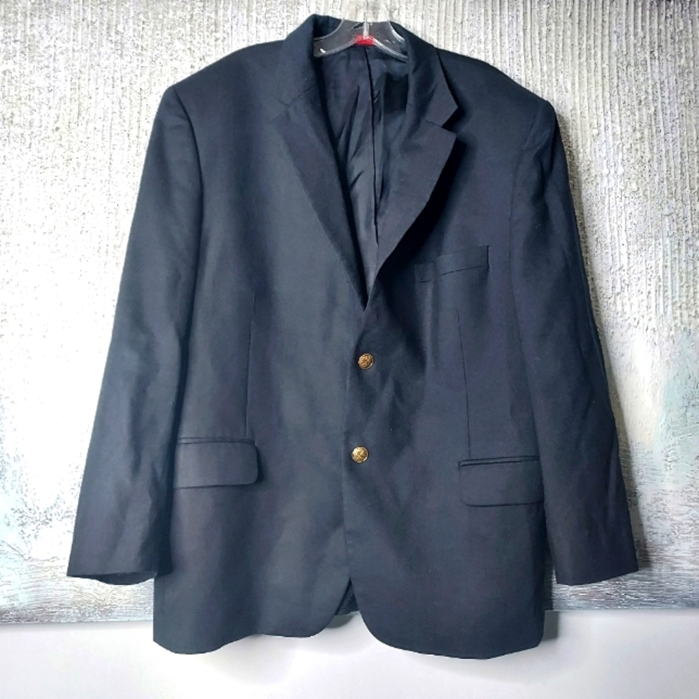 Saville Row Mens 100% Wool Blazer Jacket Sz-44 Short